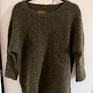 Zadig & Voltaire Olive Green Bouclé Crew Neck Sweater Tunic Style with side zips
